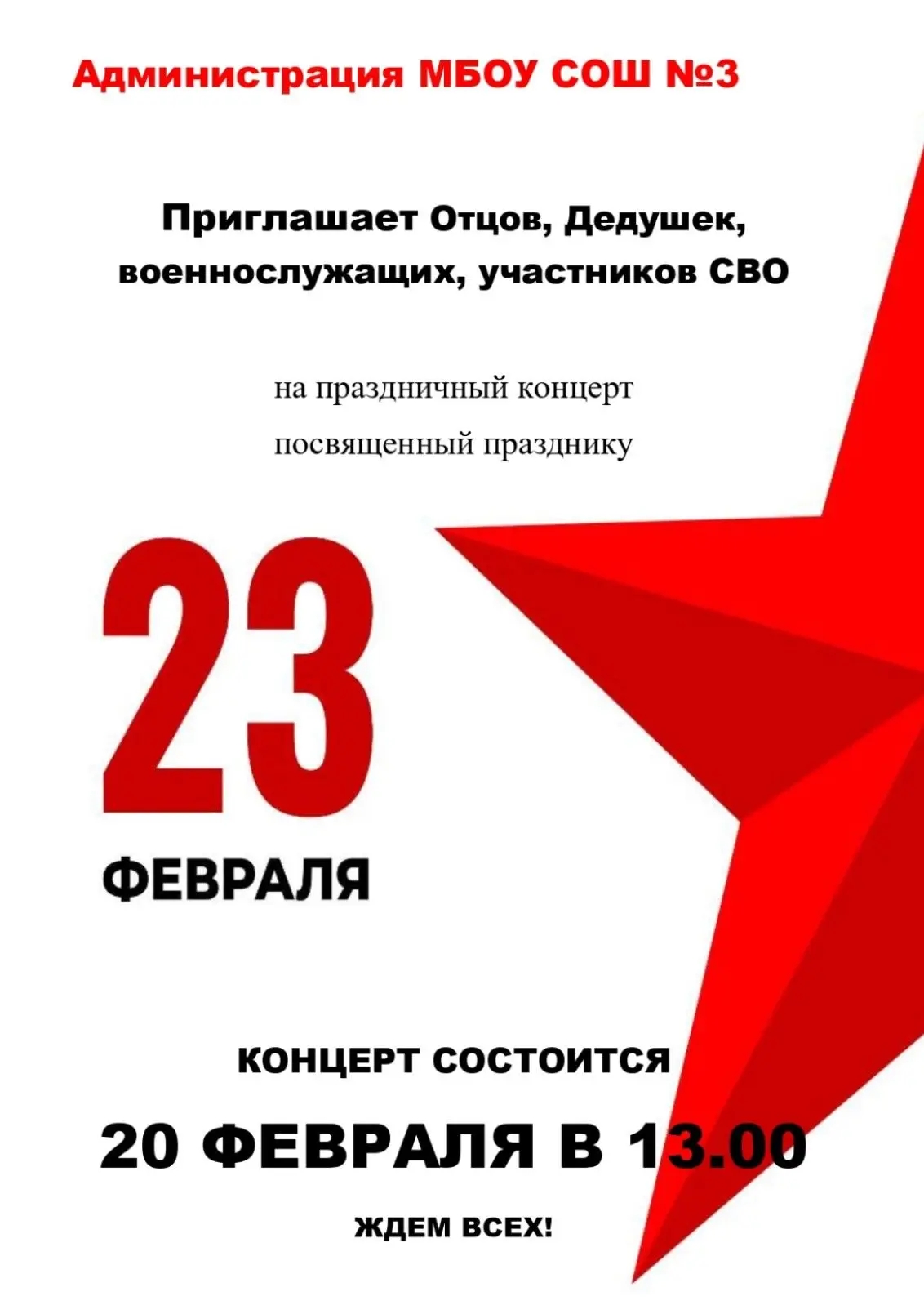 Праздничный концерт посвященный 23 февраля.